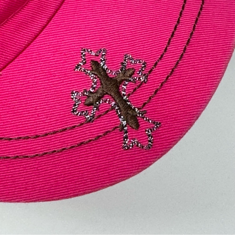 KBethos Women's Pink Bling Cadet Cap with Black Rhinestone Cross Embellishment - Picture 7 of 11